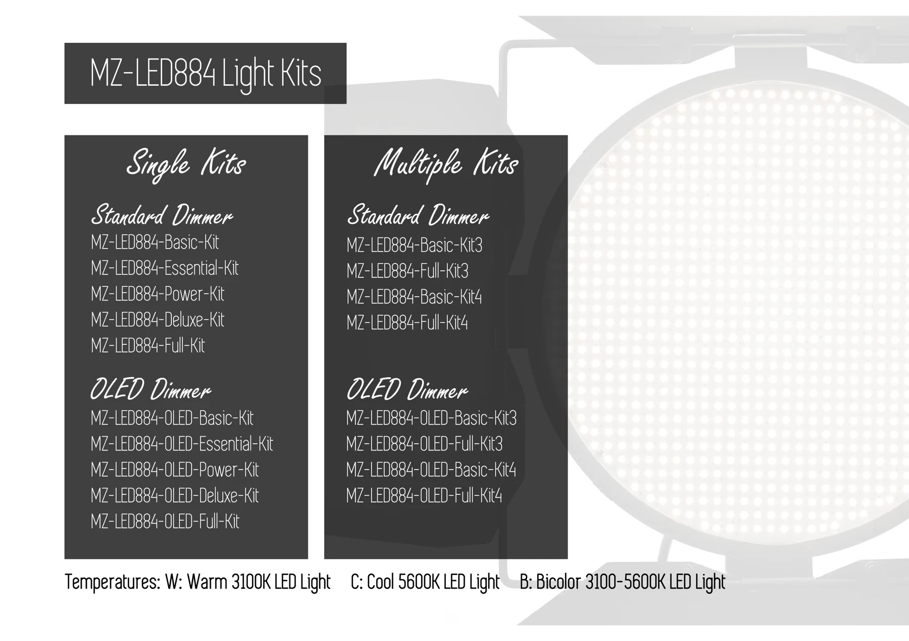 Single-Model Light Kits — light kits4 884
